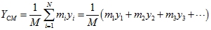 y center of mass sum equation